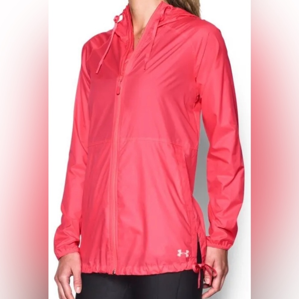 Under Armour Full Zipper Lightweight Hooded Jacket!Size:Large Color:Pink Nice!